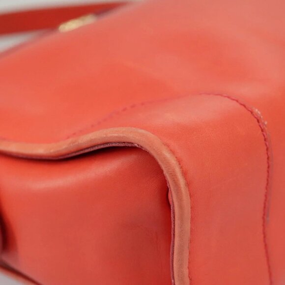GUCCI Sherry Line Shoulder Bag Leather Orange Navy Red